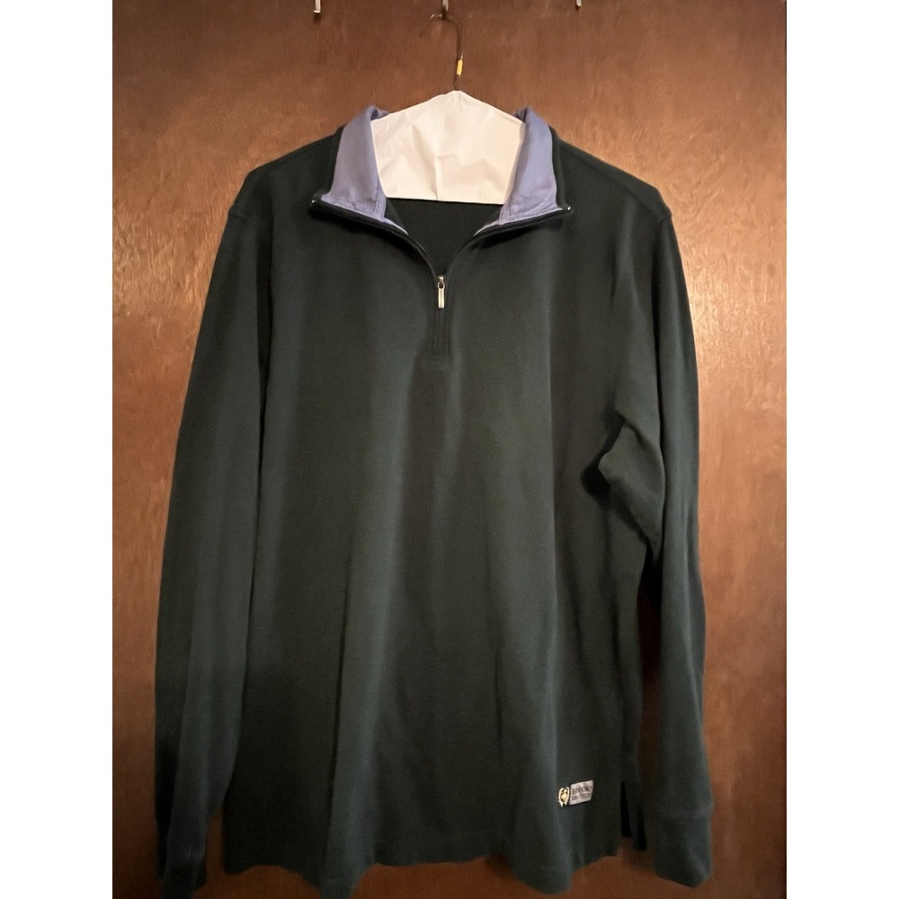 Long Sleeve Brooks Brothers 1/4 zip Polo Forest Green Back Neck Logo‎ XL